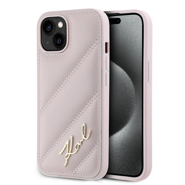 iTok webáruház - Karl Lagerfeld Karl Lagerfeld Diagonal Quilted Script tok iPhone 15 Plus / 14 Plus készülékhez (rózsaszín) 1 Karl Lagerfeld Diagonal Quilted Script case for iPhone 15 Plus / 14 Plus (rózsaszín)
