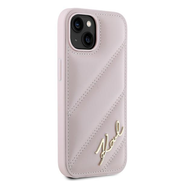 iTok webáruház - Karl Lagerfeld Karl Lagerfeld Diagonal Quilted Script tok iPhone 15 Plus / 14 Plus készülékhez (rózsaszín) 4 Karl Lagerfeld Diagonal Quilted Script case for iPhone 15 Plus / 14 Plus (rózsaszín)