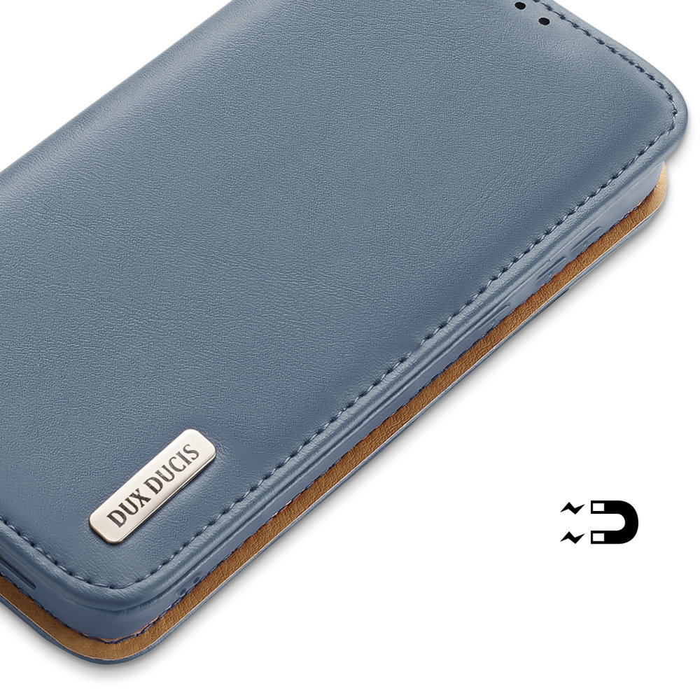 iTok webáruház - Dux Ducis Dux Ducis Hivo bőr flip tok Samsung Galaxy S22+ készülékhez – kék 6 Dux Ducis Hivo Leather Flip Cover Genuine Leather Wallet For Cards And Documents Samsung Galaxy S22 + (S22 Plus) Blue