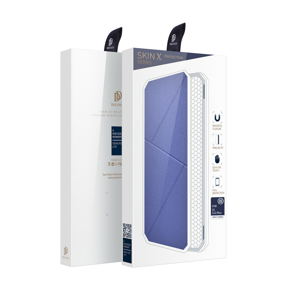 iTok webáruház - Dux Ducis Dux Ducis Skin X flip tok Samsung Galaxy S22+ készülékhez, kék 5 DUX DUCIS Skin X Holster Cover for Samsung Galaxy S22 + (S22 Plus) blue