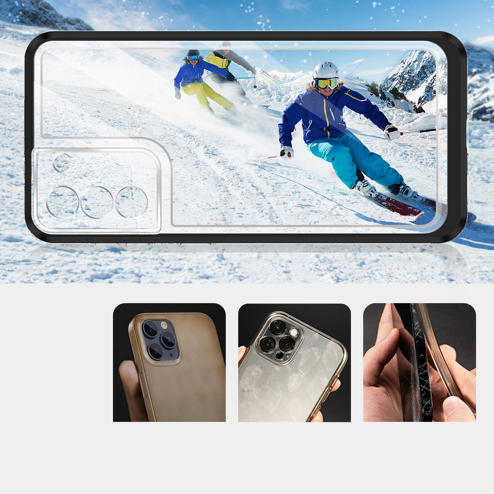 iTok webáruház - Samsung Hybrid Armor Clear 3 az 1-ben tok Samsung Galaxy S22+ készülékhez 3 Clear 3in1 Case for Samsung Galaxy S22 + (S22 Plus) Frame Gel Cover Black