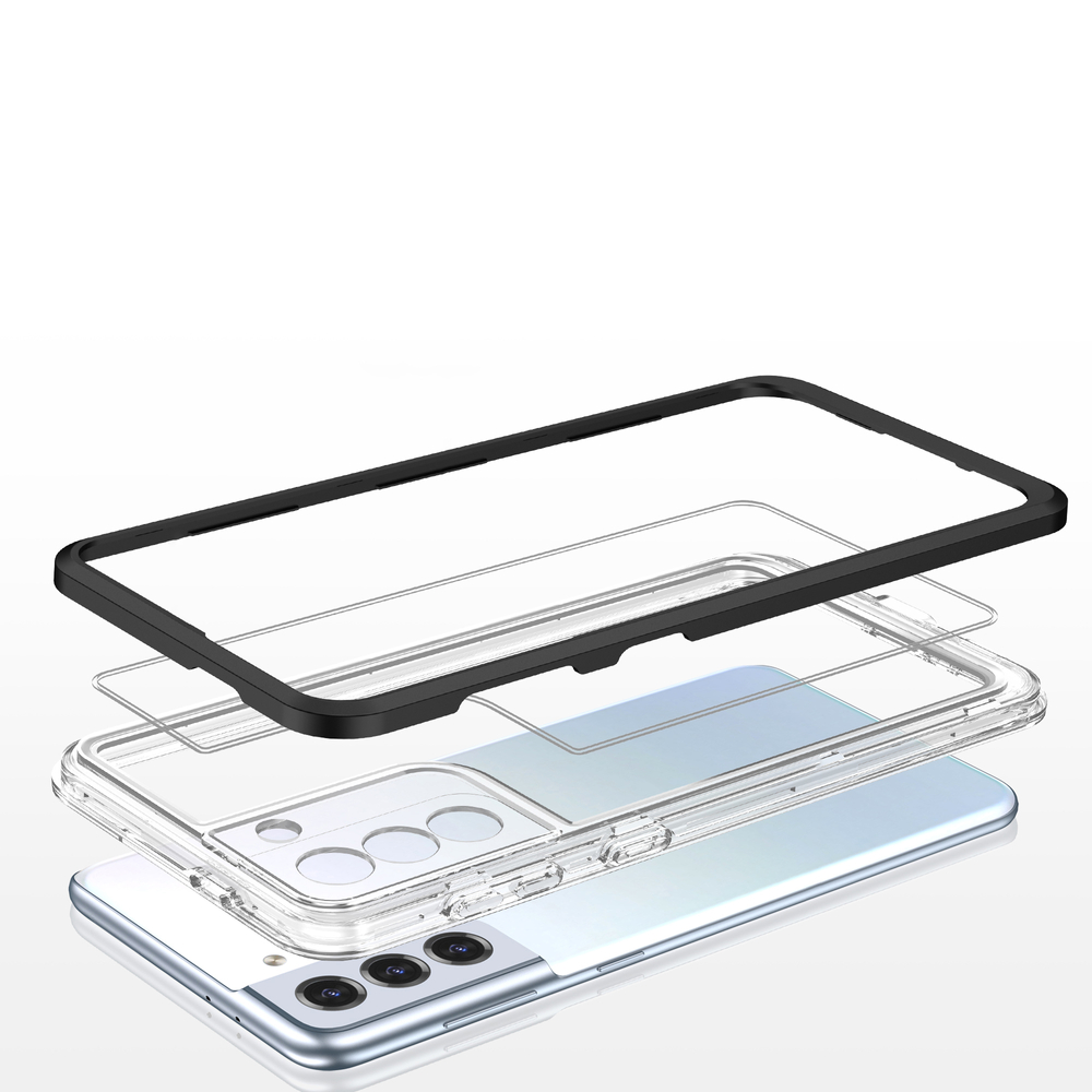 iTok webáruház - Samsung Hybrid Armor Clear 3 az 1-ben tok Samsung Galaxy S22+ készülékhez 5 Clear 3in1 Case for Samsung Galaxy S22 + (S22 Plus) Frame Gel Cover Black