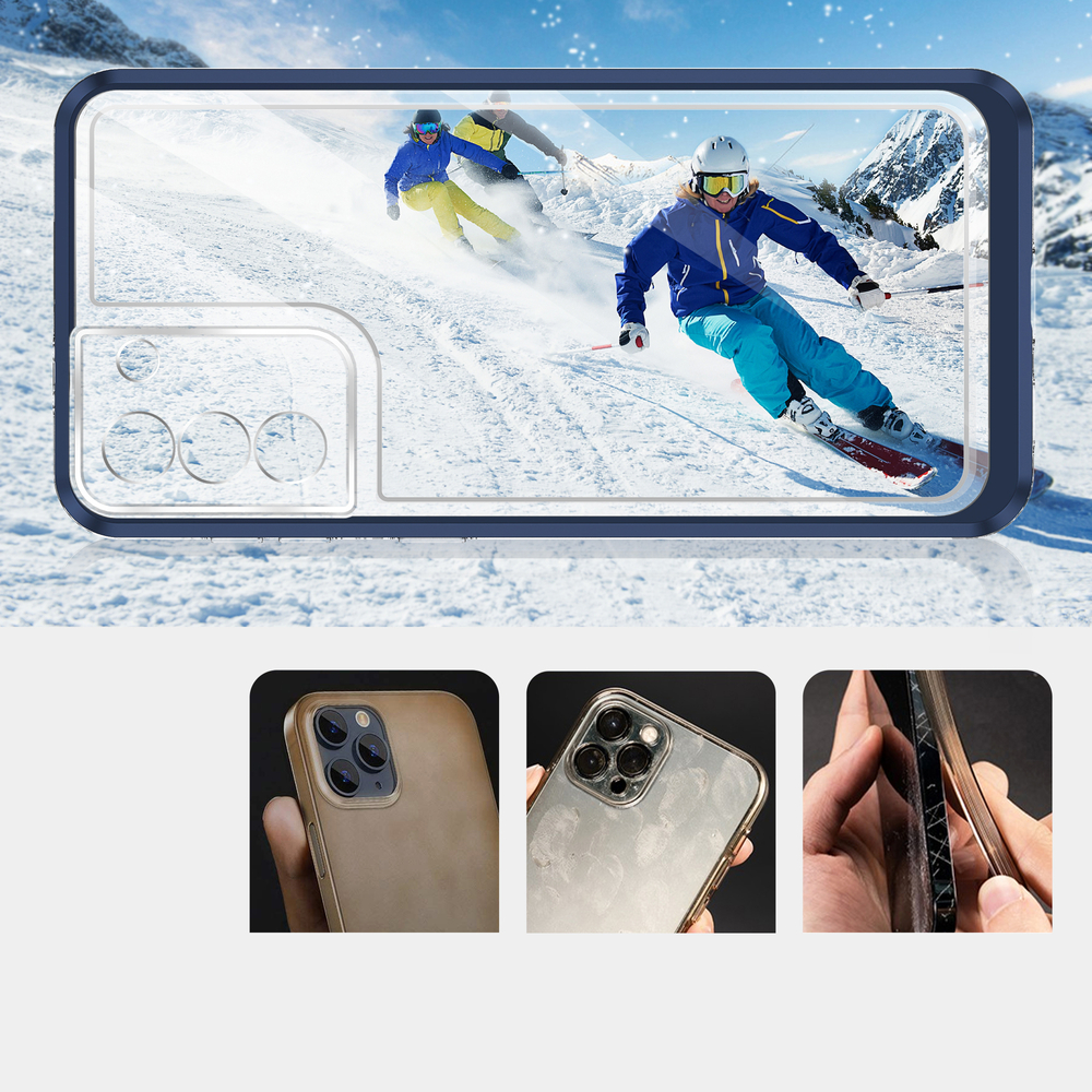 iTok webáruház - Samsung Hybrid Armor Clear 3 az 1-ben tok Samsung Galaxy S22+ készülékhez 3 Clear 3in1 Case for Samsung Galaxy S22 + (S22 Plus) Frame Gel Cover Blue