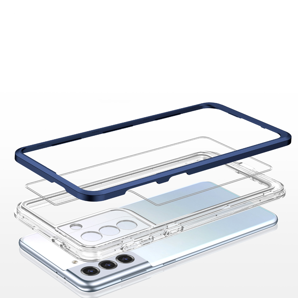 iTok webáruház - Samsung Hybrid Armor Clear 3 az 1-ben tok Samsung Galaxy S22+ készülékhez 5 Clear 3in1 Case for Samsung Galaxy S22 + (S22 Plus) Frame Gel Cover Blue