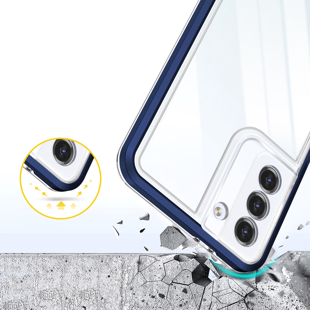 iTok webáruház - Samsung Hybrid Armor Clear 3 az 1-ben tok Samsung Galaxy S22+ készülékhez 6 Clear 3in1 Case for Samsung Galaxy S22 + (S22 Plus) Frame Gel Cover Blue