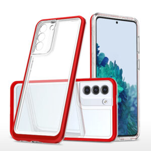 Hybrid Armor Clear 3 in 1 tok Samsung Galaxy S22+ készülékhez – átlátszó, piros