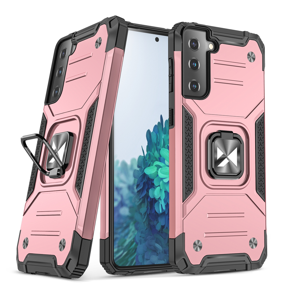 iTok webáruház - Wozinsky Wozinsky Ring Armor hibrid tok Samsung Galaxy S22+ készülékhez, rózsaszín 1 Wozinsky Ring Armor Tough Hybrid Case Cover + Magnetic Mount for Samsung Galaxy S22 + (S22 Plus) Pink