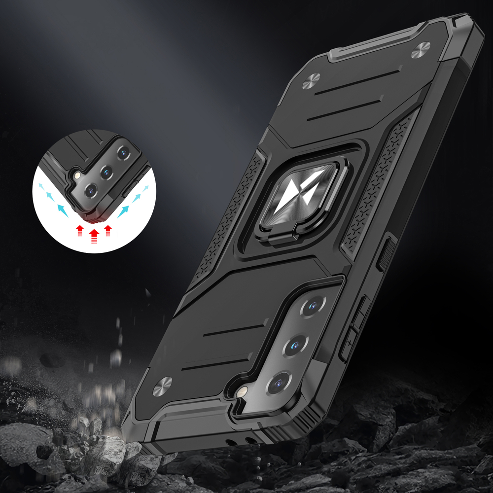 iTok webáruház - Wozinsky Wozinsky Ring Armor ütésálló hibrid tok Samsung Galaxy S22+ készülékhez, kék 7 Wozinsky Ring Armor Tough Hybrid Case Cover + Magnetic Mount for Samsung Galaxy S22 + (S22 Plus) Blue