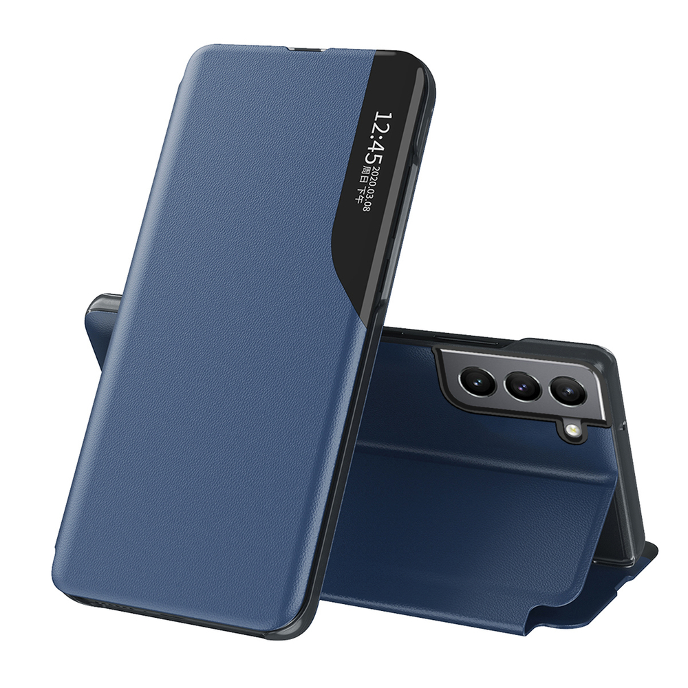 iTok webáruház - Samsung Hurtel Eco Leather View Case tok Samsung Galaxy S22+ készülékhez, kék 1 Eco Leather View Case elegant case with a flip cover and stand function for Samsung Galaxy S22 + (S22 Plus) blue