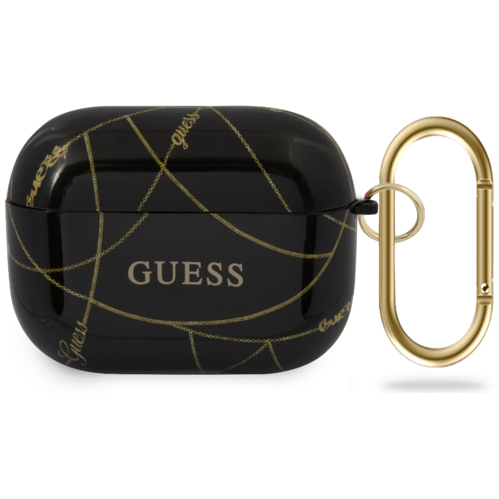 iTok webáruház - Guess Guess GUACAPTPUCHBK AirPods Pro tok – Gold Chain Collection 1 Guess GUACAPTPUCHBK AirPods Pro cover black/black Gold Chain Collection