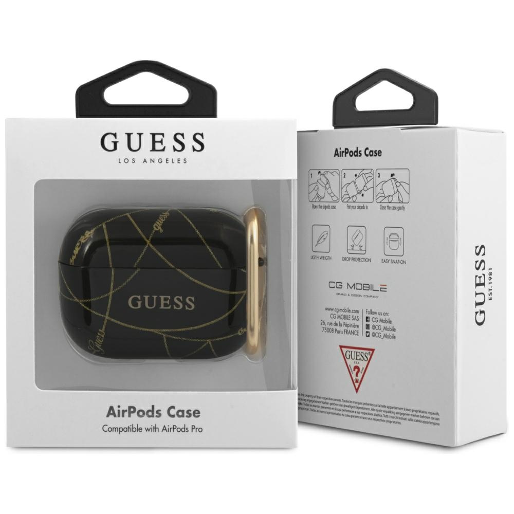 iTok webáruház - Guess Guess GUACAPTPUCHBK AirPods Pro tok – Gold Chain Collection 2 Guess GUACAPTPUCHBK AirPods Pro cover black/black Gold Chain Collection