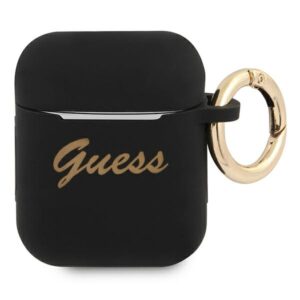 Guess GUA2SSSK szilikon tok AirPods 1/2-höz, fekete/fekete