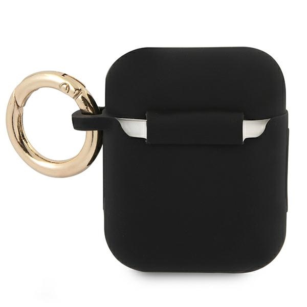 iTok webáruház - Guess Guess GUA2SSSK szilikon tok AirPods 1/2-höz, fekete/fekete 2 Guess GUA2SSSK AirPods cover black/black Silicone Vintage Script