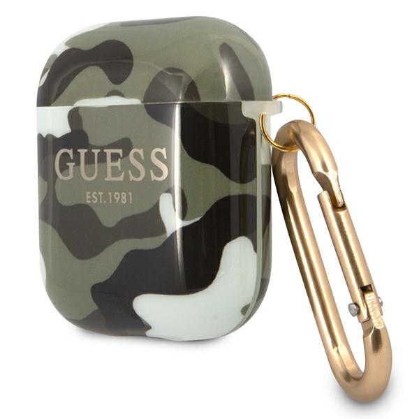 iTok webáruház - Guess Guess GUA2UCAMA AirPods tok – Camouflage, zöld 2 Guess GUA2UCAMA AirPods cover green/khaki Camo Collection