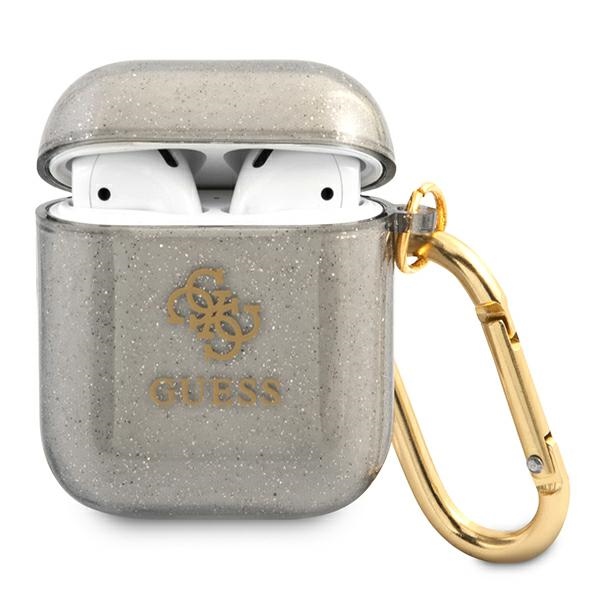 iTok webáruház - Guess Guess GUA2UCG4GK AirPods 1/2 tok – Glitter Collection, fekete 1 Guess GUA2UCG4GK AirPods cover black/black Glitter Collection