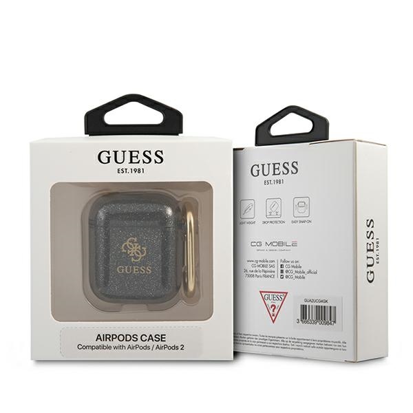 iTok webáruház - Guess Guess GUA2UCG4GK AirPods 1/2 tok – Glitter Collection, fekete 4 Guess GUA2UCG4GK AirPods cover black/black Glitter Collection