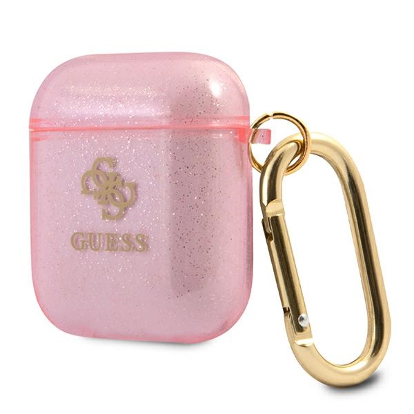 iTok webáruház - Guess Guess GUA2UCG4GP Glitter Collection tok AirPods 1/2-höz – rózsaszín 3 Guess GUA2UCG4GP AirPods cover pink/pink Glitter Collection