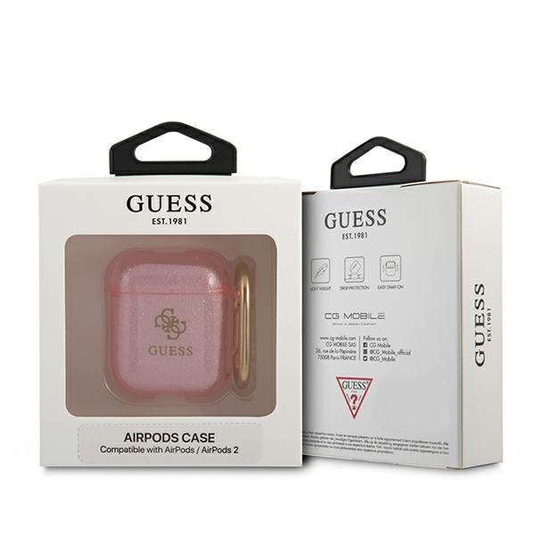 iTok webáruház - Guess Guess GUA2UCG4GP Glitter Collection tok AirPods 1/2-höz – rózsaszín 4 Guess GUA2UCG4GP AirPods cover pink/pink Glitter Collection