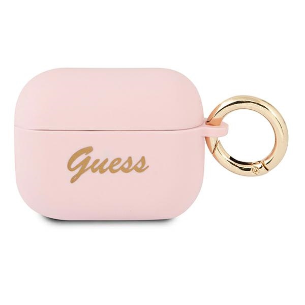 iTok webáruház - Guess Guess GUAPSSSI AirPods Pro szilikon tok – rózsaszín 1 Guess GUAPSSSI AirPods Pro cover pink/pink Silicone Vintage Script