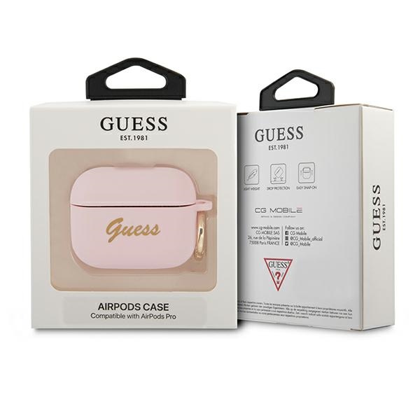 iTok webáruház - Guess Guess GUAPSSSI AirPods Pro szilikon tok – rózsaszín 3 Guess GUAPSSSI AirPods Pro cover pink/pink Silicone Vintage Script