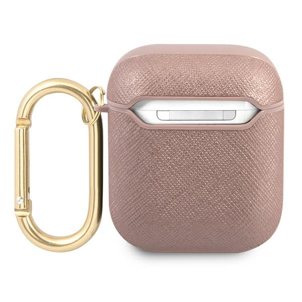 iTok webáruház - Guess Guess GUA2SASMP Saffiano tok AirPods 1/2-höz 2 Guess GUA2SASMP AirPods cover pink/pink Saffiano Script Metal Collection