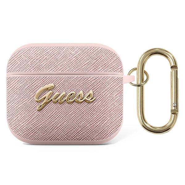 iTok webáruház - Guess Guess GUA3SASMP AirPods 3 tok – rózsaszín 1 Guess GUA3SASMP AirPods 3 cover pink/pink Saffiano Script Metal Collection