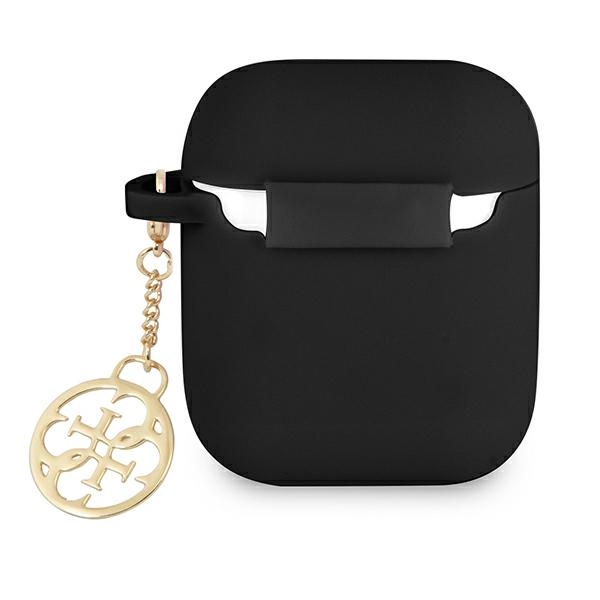iTok webáruház - Guess Guess GUA2LSC4EK szilikon tok AirPods 1/2-höz – Charm 4G Collection, fekete 2 Guess GUA2LSC4EK AirPods 1/2 cover black/black Silicone Charm 4G Collection