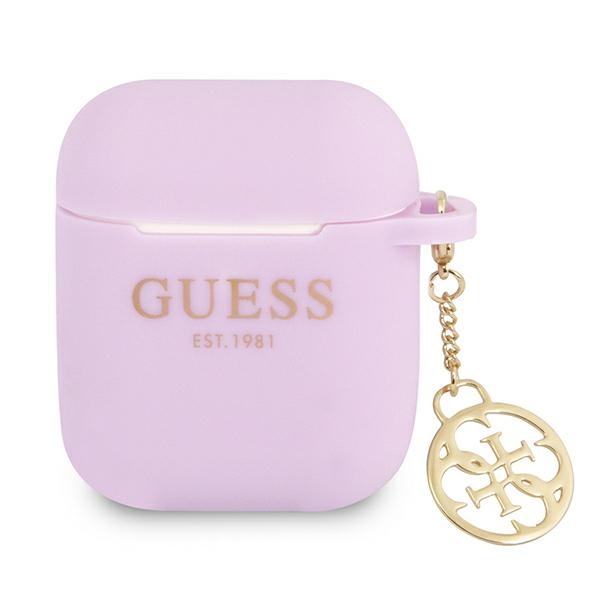 iTok webáruház - Guess Guess GUA2LSC4EU szilikon tok Apple AirPods 1/2-höz, lila 1 Guess GUA2LSC4EU AirPods 1/2 cover purple/purple Silicone Charm 4G Collection