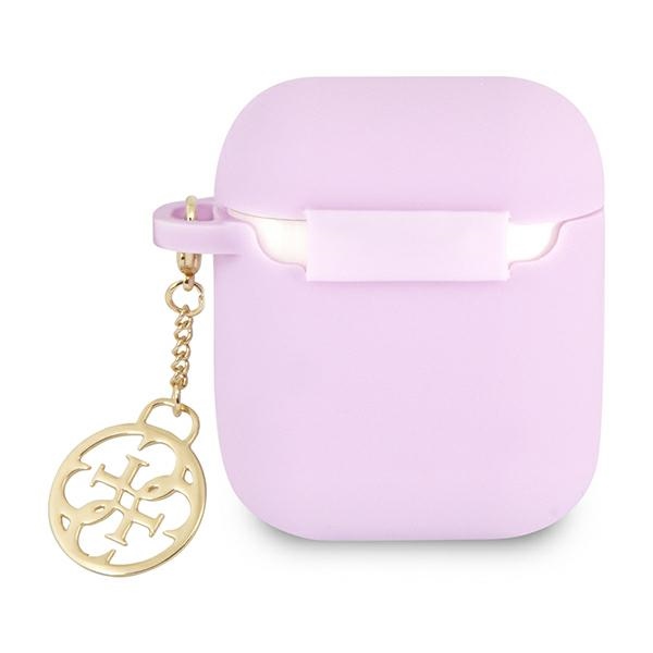 iTok webáruház - Guess Guess GUA2LSC4EU szilikon tok Apple AirPods 1/2-höz, lila 2 Guess GUA2LSC4EU AirPods 1/2 cover purple/purple Silicone Charm 4G Collection