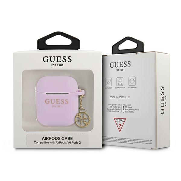 iTok webáruház - Guess Guess GUA2LSC4EU szilikon tok Apple AirPods 1/2-höz, lila 3 Guess GUA2LSC4EU AirPods 1/2 cover purple/purple Silicone Charm 4G Collection