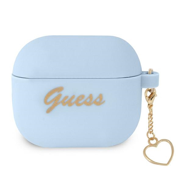 iTok webáruház - Guess Guess GUA3LSCHSB szilikon tok Apple AirPods 3 készülékhez – kék 1 Guess GUA3LSCHSB AirPods 3 cover blue/blue Silicone Charm Heart Collection