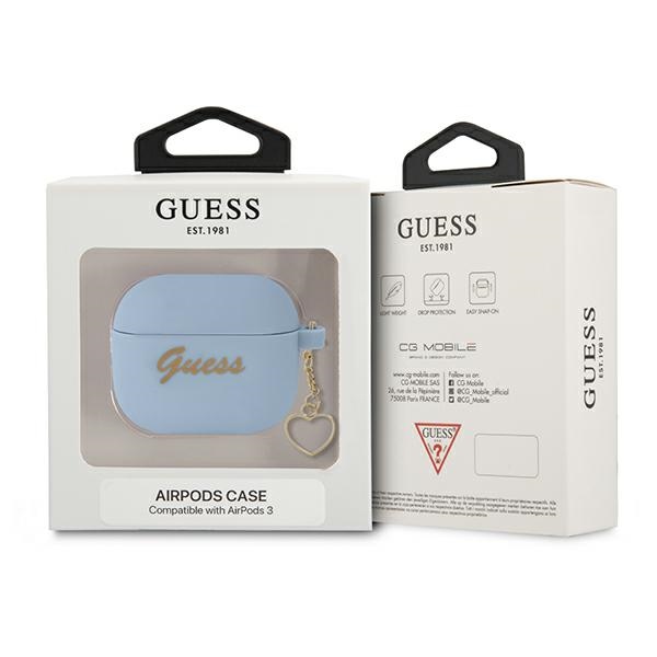 iTok webáruház - Guess Guess GUA3LSCHSB szilikon tok Apple AirPods 3 készülékhez – kék 3 Guess GUA3LSCHSB AirPods 3 cover blue/blue Silicone Charm Heart Collection