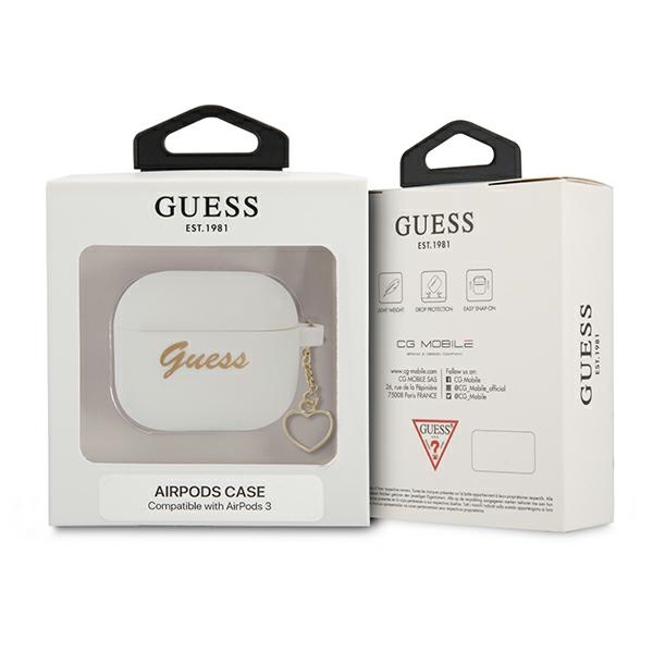 iTok webáruház - Guess Guess GUA3LSCHSH szilikon tok Apple AirPods 3 készülékhez – Charm Heart Collection, fehér 3 Guess GUA3LSCHSH AirPods 3 cover white/white Silicone Charm Heart Collection