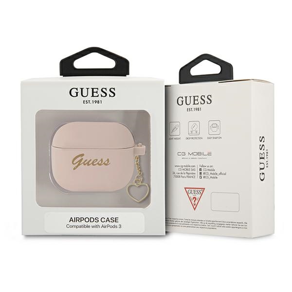 iTok webáruház - Guess Guess GUA3LSCHSP AirPods 3 szilikon tok – Charm Heart Collection 3 Guess GUA3LSCHSP AirPods 3 cover pink/pink Silicone Charm Heart Collection
