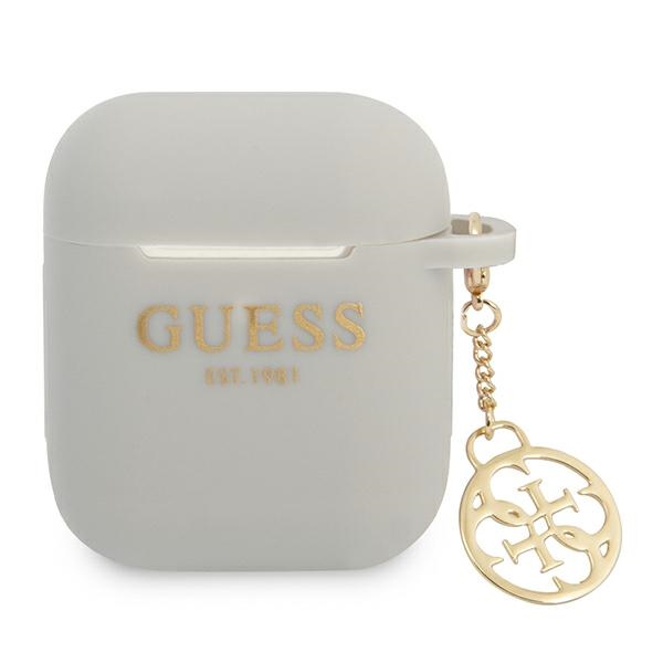 iTok webáruház - Guess Guess GUA2LSC4EG szilikon tok Apple AirPods 1/2-höz – Charm 4G Collection 1 Guess GUA2LSC4EG AirPods cover grey/grey Silicone Charm 4G Collection