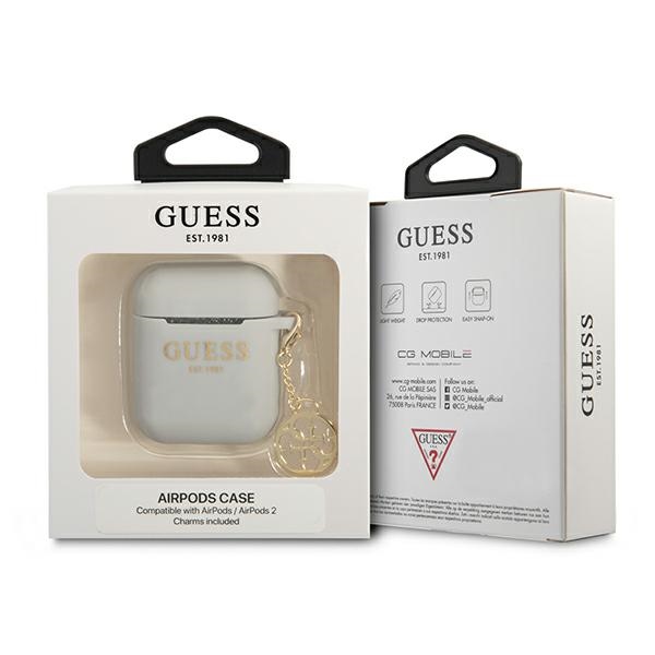 iTok webáruház - Guess Guess GUA2LSC4EG szilikon tok Apple AirPods 1/2-höz – Charm 4G Collection 3 Guess GUA2LSC4EG AirPods cover grey/grey Silicone Charm 4G Collection