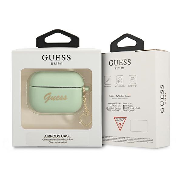 iTok webáruház - Guess Guess GUAPLSCHSN AirPods Pro szilikon tok szív alakú medállal 3 Guess GUAPLSCHSN AirPods Pro cover green/green Silicone Charm Heart Collection