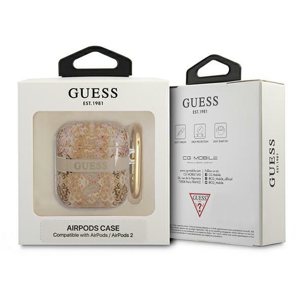 iTok webáruház - Guess Guess GUA2HHFLD AirPods tok – arany paisley mintával 3 Guess GUA2HHFLD AirPods cover gold/gold Paisley Strap Collection