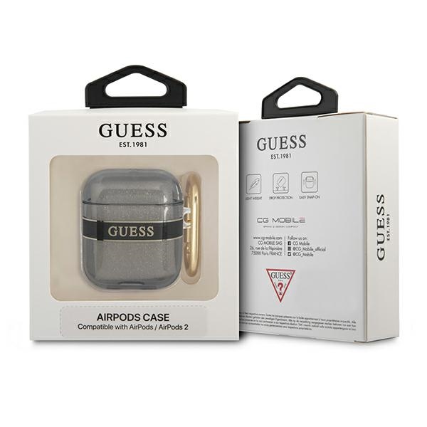 iTok webáruház - Guess Guess GUA2HHTSK AirPods tok – Strap Collection, fekete/fekete 3 Guess GUA2HHTSK AirPods cover black/black Strap Collection