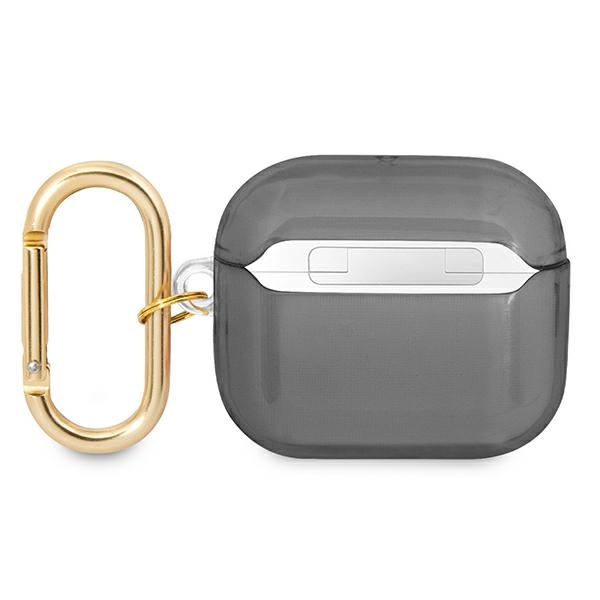 iTok webáruház - Guess Guess GUA3HHTSK AirPods 3 tok – fekete 2 Guess GUA3HHTSK AirPods 3 cover black/black Strap Collection