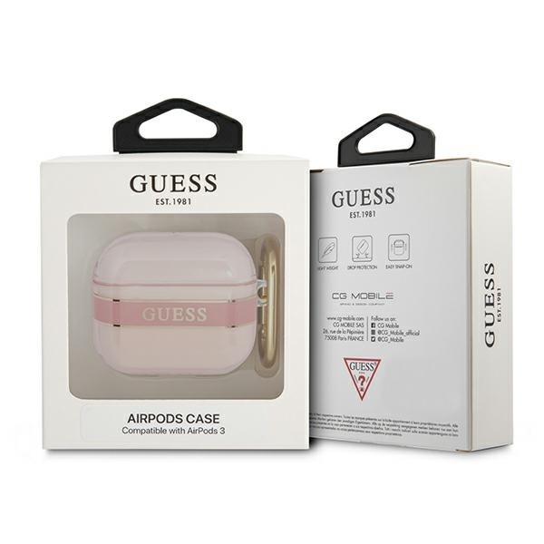 iTok webáruház - Guess Guess GUA3HHTSP AirPods 3 tok – Strap Collection, rózsaszín 3 Guess GUA3HHTSP AirPods 3 cover pink/pink Strap Collection
