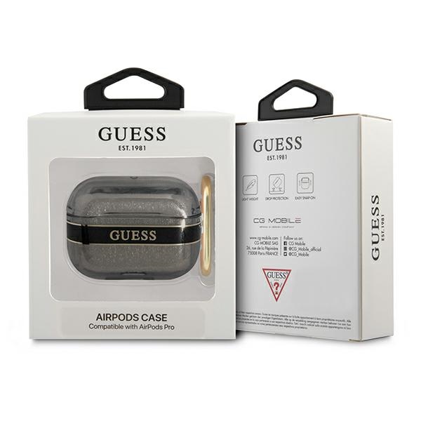 iTok webáruház - Guess Guess GUAPHHTSK AirPods Pro tok, fekete/fekete 3 Guess GUAPHHTSK AirPods Pro cover black/black Strap Collection