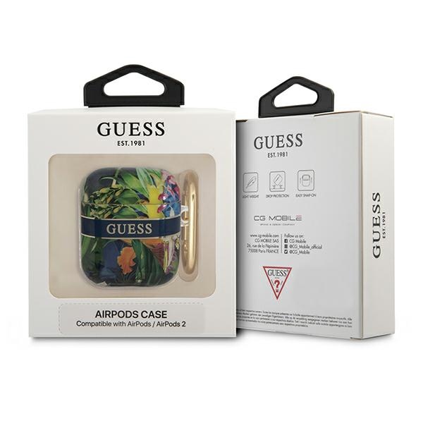 iTok webáruház - Guess Guess GUA2HHFLB AirPods tok Flower Strap Collection, kék/kék 3 Guess GUA2HHFLB AirPods cover blue/blue Flower Strap Collection