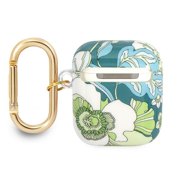 iTok webáruház - Guess Guess GUA2HHFLN AirPods tok – Flower Strap Collection, zöld 2 Guess GUA2HHFLN AirPods cover green/green Flower Strap Collection