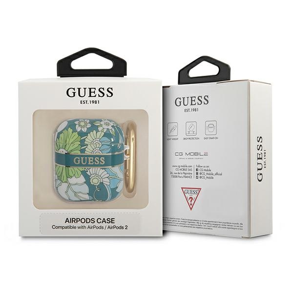 iTok webáruház - Guess Guess GUA2HHFLN AirPods tok – Flower Strap Collection, zöld 3 Guess GUA2HHFLN AirPods cover green/green Flower Strap Collection