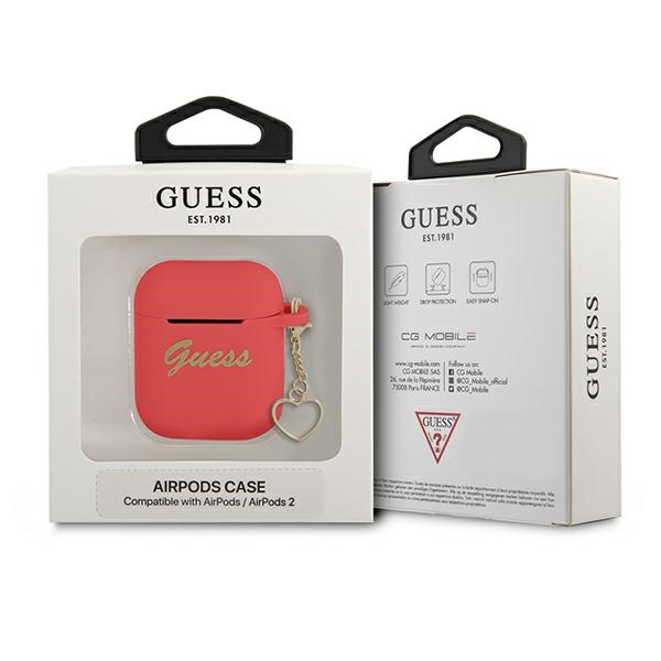iTok webáruház - Guess Guess GUA2LSCHSR szilikon tok Apple AirPods 1/2 készülékhez 3 Guess GUA2LSCHSR AirPods cover red/red Silicone Charm Heart Collection