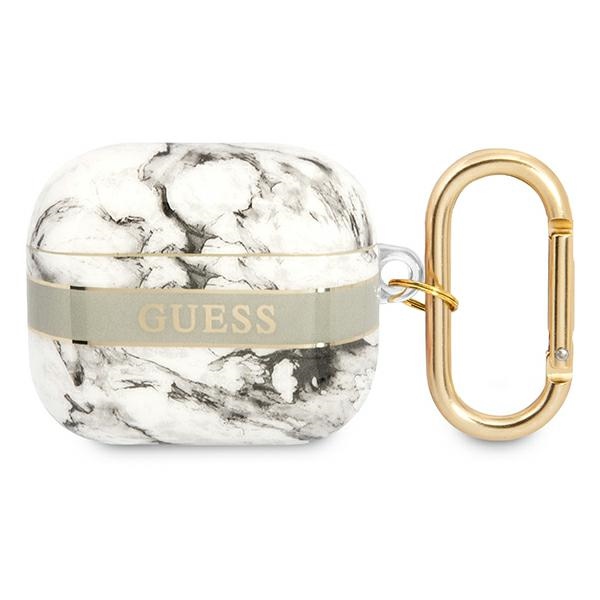 iTok webáruház - Guess Guess GUA3HCHMAG AirPods 3 tok, szürke márványmintával 1 Guess GUA3HCHMAG AirPods 3 cover grey/grey Marble Strap Collection