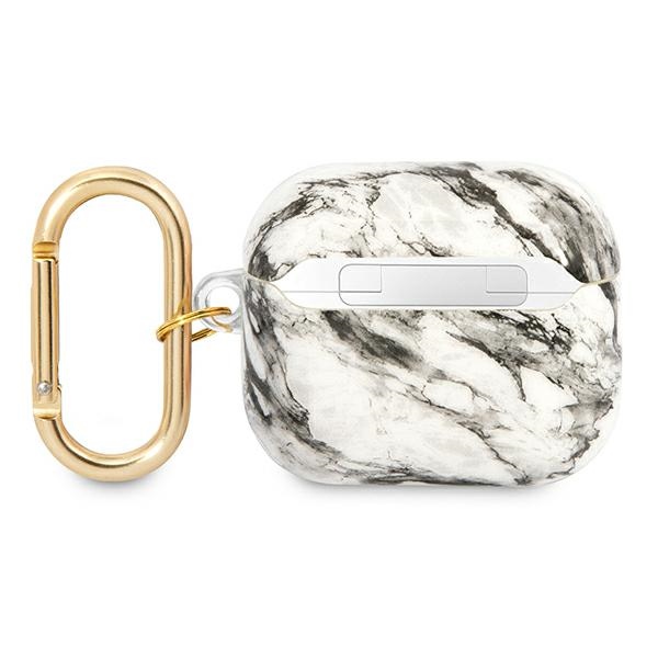 iTok webáruház - Guess Guess GUA3HCHMAG AirPods 3 tok, szürke márványmintával 2 Guess GUA3HCHMAG AirPods 3 cover grey/grey Marble Strap Collection