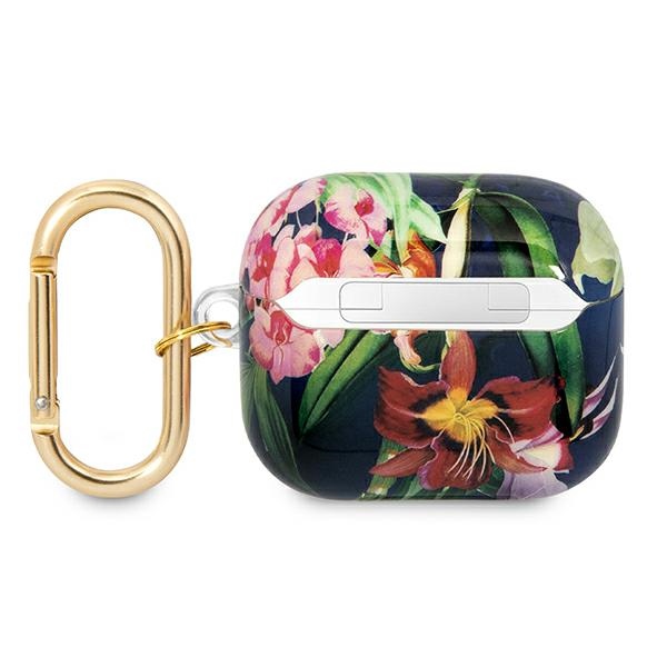 iTok webáruház - Guess Guess GUA3HHFLB AirPods 3 tok – Flower Strap Collection, kék 2 Guess GUA3HHFLB AirPods 3 cover blue/blue Flower Strap Collection