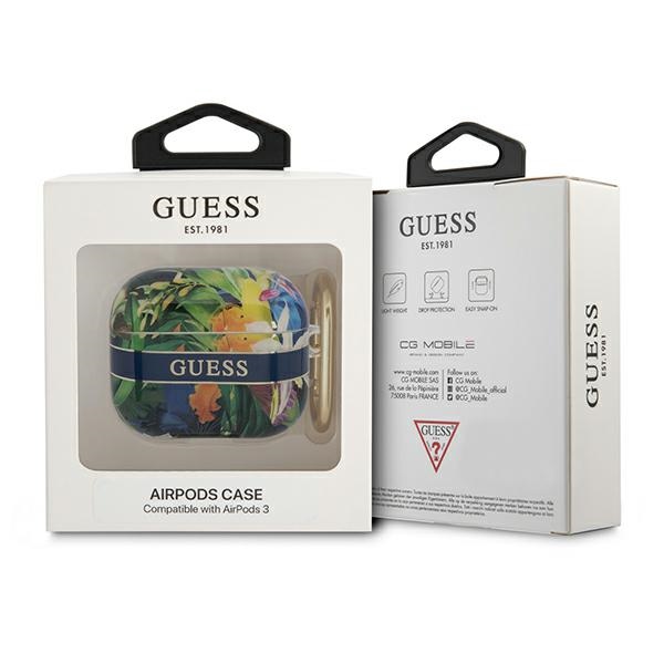 iTok webáruház - Guess Guess GUA3HHFLB AirPods 3 tok – Flower Strap Collection, kék 3 Guess GUA3HHFLB AirPods 3 cover blue/blue Flower Strap Collection
